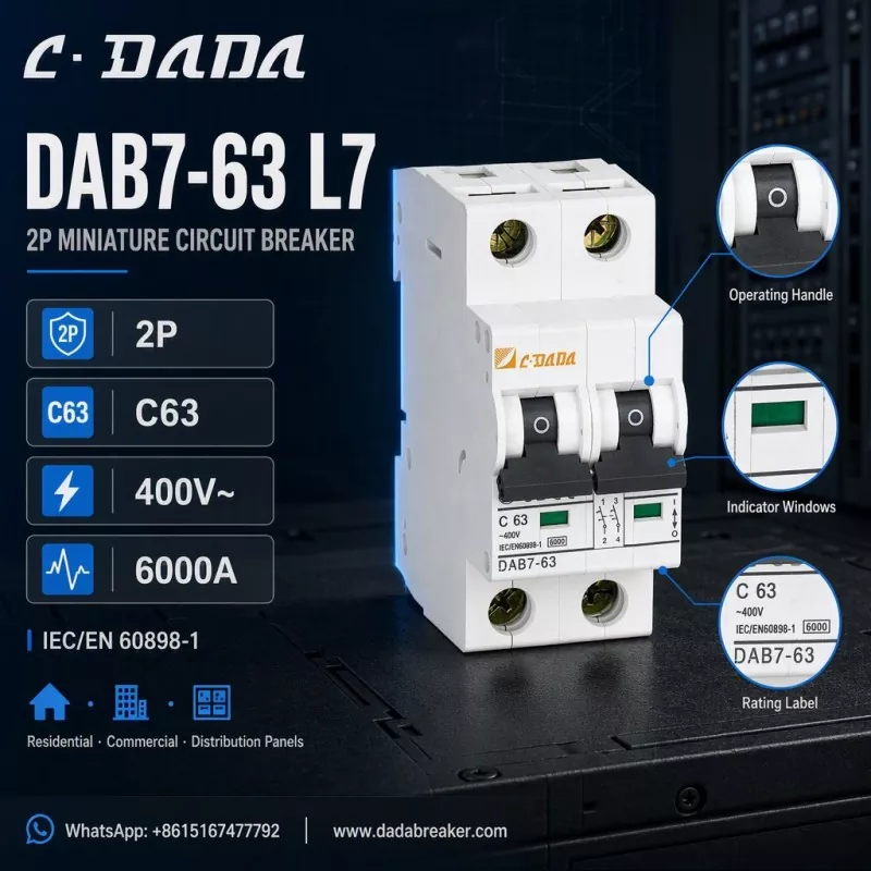 DAB7-63 L7 2P MCB - Banaketa paneletarako babes argia eta trinkoa